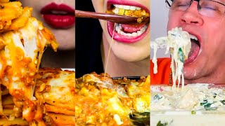 ASMR VERY HOT CHEESE LASAGNA jucy bite  mukbang compilation [upl. by Ydna962]