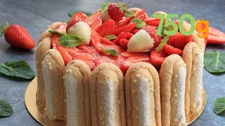 Recette charlotte aux fraises et mousse de fraises  750g [upl. by Wilser]