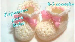 Zapatitos escarpines o patucos para bebe de 03 meses en gancho fácil y rápidos de hacer 104 [upl. by Tremaine]