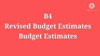 B4Budget EstimatesRevised Budget EstimatesPart First [upl. by Rotow154]