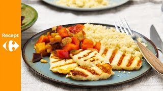 Gegrilde haloumi met couscous en caponata [upl. by Pokorny152]