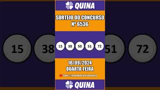 🍀 Resultado do Sorteio da Quina concurso 6536 18092024 shorts resultadosloteriasdasorte [upl. by Sawtelle647]