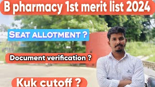 B pharmacy 1st merit list 😱bpharmacy pharmacycollege kukuniversity [upl. by Salhcin]