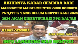 AKHIRNYA KABAR GEMBIRA MAS NADIEM UNTUK GURU HONORERPNSPPPK YANG BELUM SERTIFIKASI DI TAHUN 2024 [upl. by Nabe]