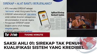 Saksi Ahli Timnas AMIN Sebut Sirekap Memuat Banyak Keganjilan  tvOne Minute [upl. by Morna]