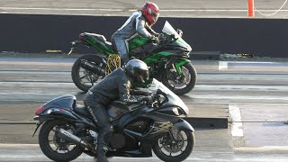 H2 Kawasaki Vs Hayabusa  superbikes drag racing [upl. by Sivrad784]