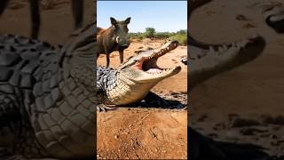 Epic Wildlife Moment warthog Locks Eyes with Crocodile [upl. by Nah]