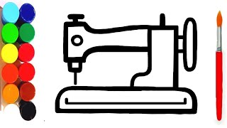 Sewing Machine Drawing Painting and Coloring for kids and toddlers  Draw Machine sewing machine [upl. by Enyawad]