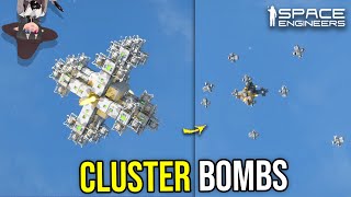 Smart Cluster Bombs Missile Tested Versus Ground Base Space Engineers [upl. by Ahseyn]