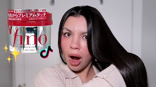 I TRIED THE VIRAL JAPANESE HAIR MASK  Shiseido Fino Premium Touch Hair Mask [upl. by Yasmar]