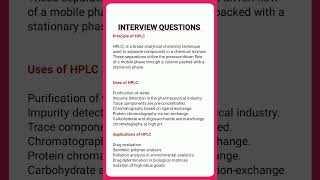 Principle of HPLC  HPLC Chromatography  Use of HPLC  Application of HPLC interview [upl. by Eirrem]