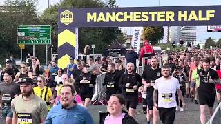 Manchester Half Marathon Yellow Wave Start 13 October 2024 an amazing sight [upl. by Eugnimod]