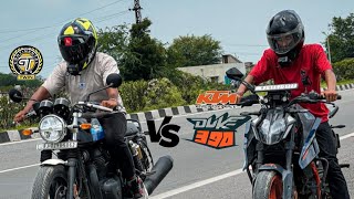 Continental GT 650 Twin Vs Duke 390 Gen3 DRAG RACE  Cafe Racer Vs Duke 390 Gen3 [upl. by Ayocal]