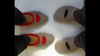 1  En Kolay Tığ İşi Patik Nasıl Yapılır  How to make crochet slippers [upl. by Ciapha]