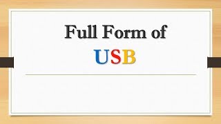 Full Form of USB  Did You Know [upl. by Mraz]