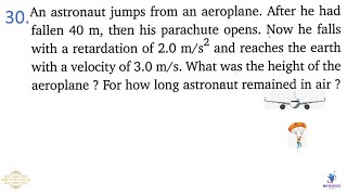 An astronaut jumps from an aero plane After he had fallen 40m then his parachute opens now he falls [upl. by Repsaj663]