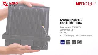 GENERAL BRIGHT LED FLOOD LIGHT  100W  IP65 [upl. by Alethia]