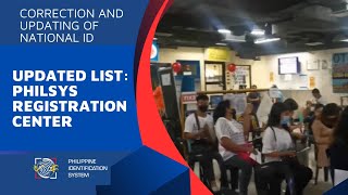 KUMPLETONG LISTAHAN NG PHILSYS REGISTRATION CENTER PARA SA CORRECTION O UPDATING NG NATIONAL ID [upl. by Salema]