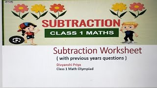 SUBTRACTION  solved previous years questions class 1 brain matholympiadforclass1  learning [upl. by Niu]