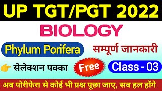 tgt pgt biology 2022 class 03  tgt biology online classes  tgt pgt biology class  phylum porifera [upl. by Nnanerak799]