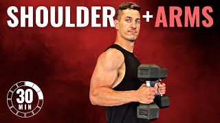 30 MIN SHOULDER AND ARMS DUMBBELL WORKOUT  Follow Along [upl. by Rhea]