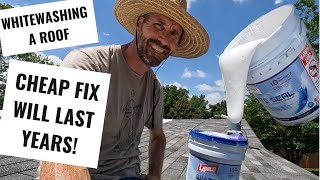 Painting roof with white reflective rubber acrylic elastomeric coating [upl. by Zile969]