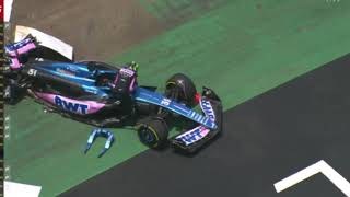 F1 2023  Ocon amp Alonso Crash  Sprint Quali  Brazil [upl. by Nylannej]