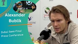 Alexander Bublik Dubai Press Conference  Andrey Rublev Defaulted  Dont tweet [upl. by Aerona]