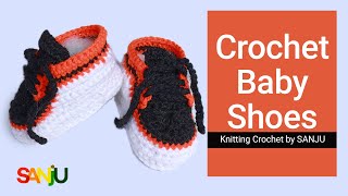 How to Crochet Converse Baby Booties Lace Up for 612 Months Baby  Easy Crochet Baby Shoes [upl. by Rezeile]