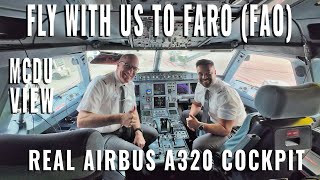 FARO 🇵🇹 FAO  SIGHTSEEING APPROACH  LANDING RUNWAY 28  REAL AIRBUS A320 COCKPIT  6 CAM  MCDU [upl. by Dorcea622]