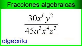 Simplificación de fracciones algebraicas cuyos términos son monomios 454 [upl. by Rekcut245]