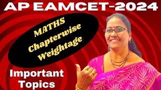 AP EAMCET2024 MATHS Chapterwise Weightage and Important Topics MATHS SUPER TIPS AND TRICKS [upl. by Ecraep95]