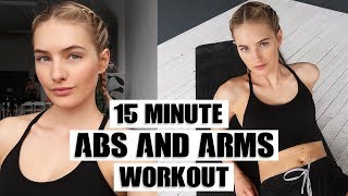 15 MIN TONED ARMS amp FLAT ABS  No Equipment amp Apartment Friendly Workout  Sanne Vloet [upl. by Elleoj]