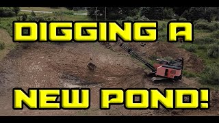 Digging a New Pond With a Drag Line Excavator [upl. by Mahla]