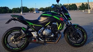 2017 Kawasaki Z650 full Dominator exhaust system sound and walkaround [upl. by Amieva79]