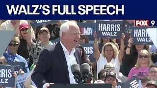 Gov Walz campaigns in Eau Claire Wisconsin FULL SPEECH [upl. by Sofie]