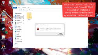 Guía  Solución al Error quotNo se encontró OpenAL32dllquot  Probado en Windows 10  2021 [upl. by Hcirdeirf]