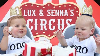 WELCOME TO THE CIRCUS OUR TWINS 1ST BIRTHDAY PARTY  LUX AND SENNA LUYENDYK [upl. by Acirre]