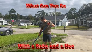 LAWN RENOVATION  What Can You Do with a Rake and a Garden Hoe  Part 1 [upl. by Agemo577]