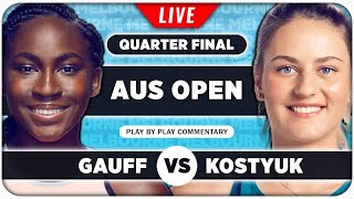 GAUFF vs KOSTYUK • Australian Open 2024 QF • LIVE Tennis PlaybyPlay Stream [upl. by Latterll]