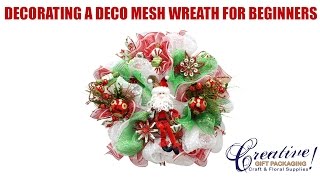 Part 2 Beginner Tutorial to decorating a Deco Mesh Wreath [upl. by Pandich]