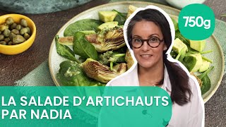 Recette de la salade dartichauts poivrade à lavocat et pousses dépinard  750g [upl. by Eissahc]