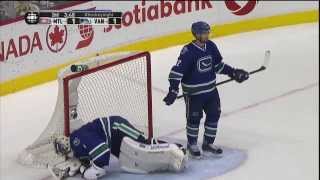 Canucks Hamhuis amp Luongo Own goal vs Canadiens  Oct 12th 2013 HD [upl. by Notlimah616]