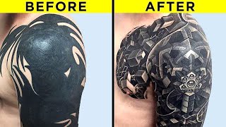 Most Creative Tattoo Cover Ups [upl. by Attaynik956]