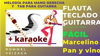 Marcelino Pan Y Vino PARTITURA para Flauta Teclado y Guitarra TAB mas KARAOKE [upl. by Eob]