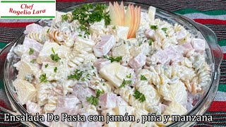 Ensalada de pasta con jamón piña y manzana [upl. by Enohpets]