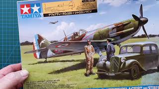 Tamiya 148 Dewoitine D520 quotFrench Aces wStaff Car  Kit Review [upl. by Inahteb]