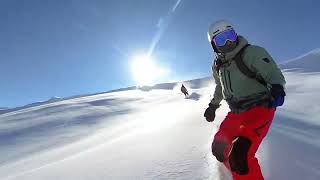 Riding powder and carving on Nidecker Tracer snowboard Amirsoy Resort season 2122 [upl. by Yluj]