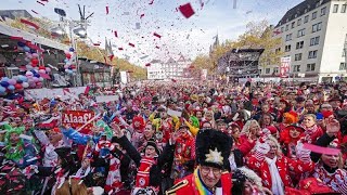 Cologne commemorates 200 years of carnival with thousands of revellers [upl. by Eitisahc]