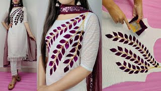 Neck embroidery design  velvet embroidery hand embroidery  hand work  neck design for kurti [upl. by Wagshul]